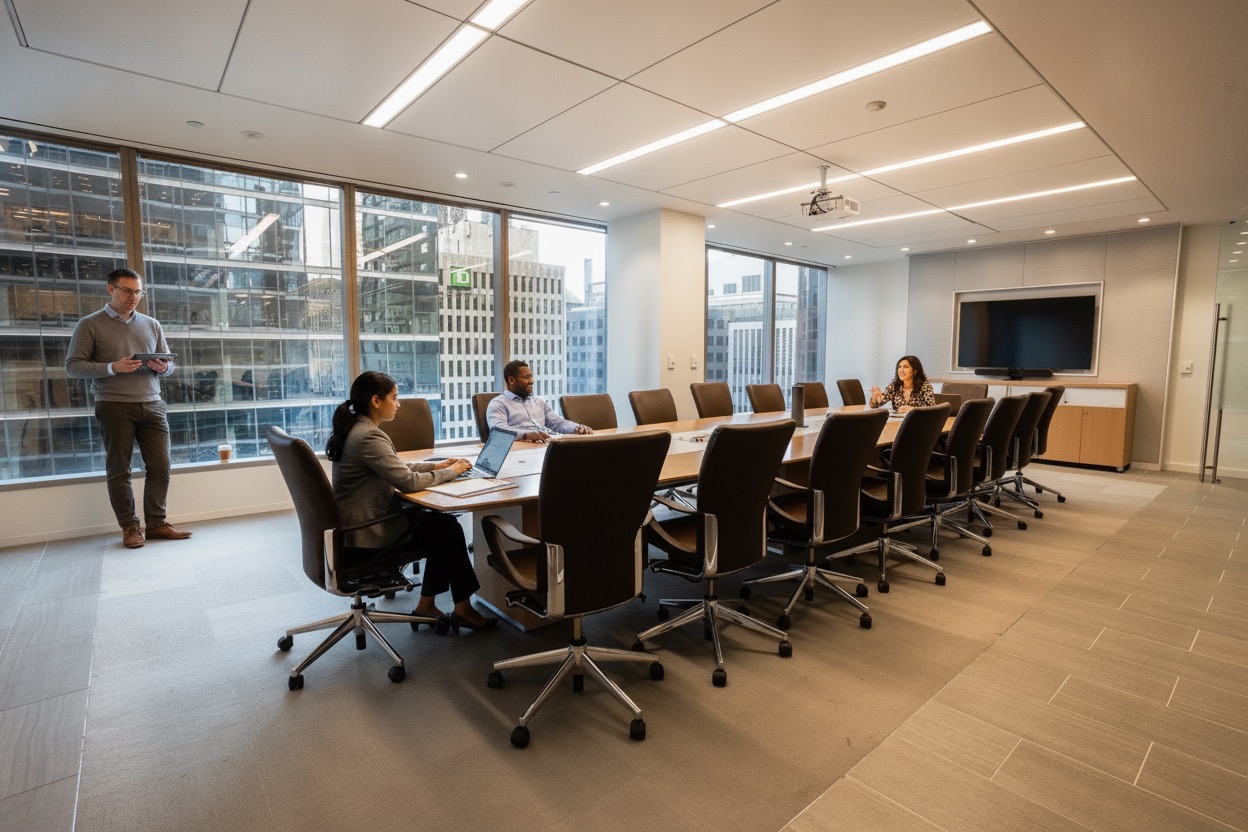 Une salle de conseil équipée AV dans un centre TCC Canada