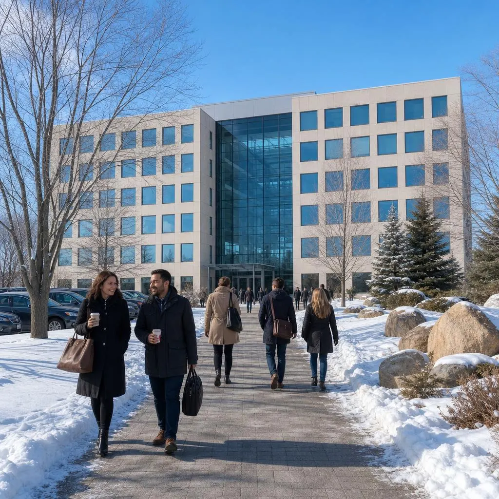 Des professionnels arrivant au centre Innovation à Kanata