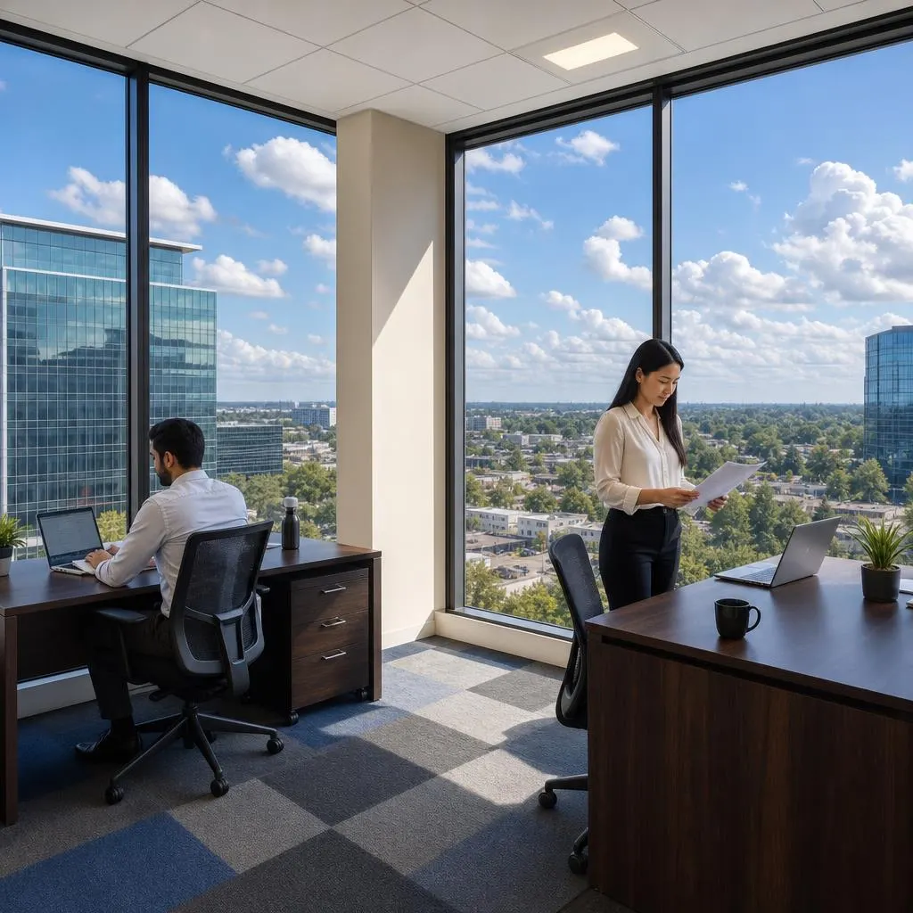 Une équipe au travail dans un bureau d'angle privé du centre Markham