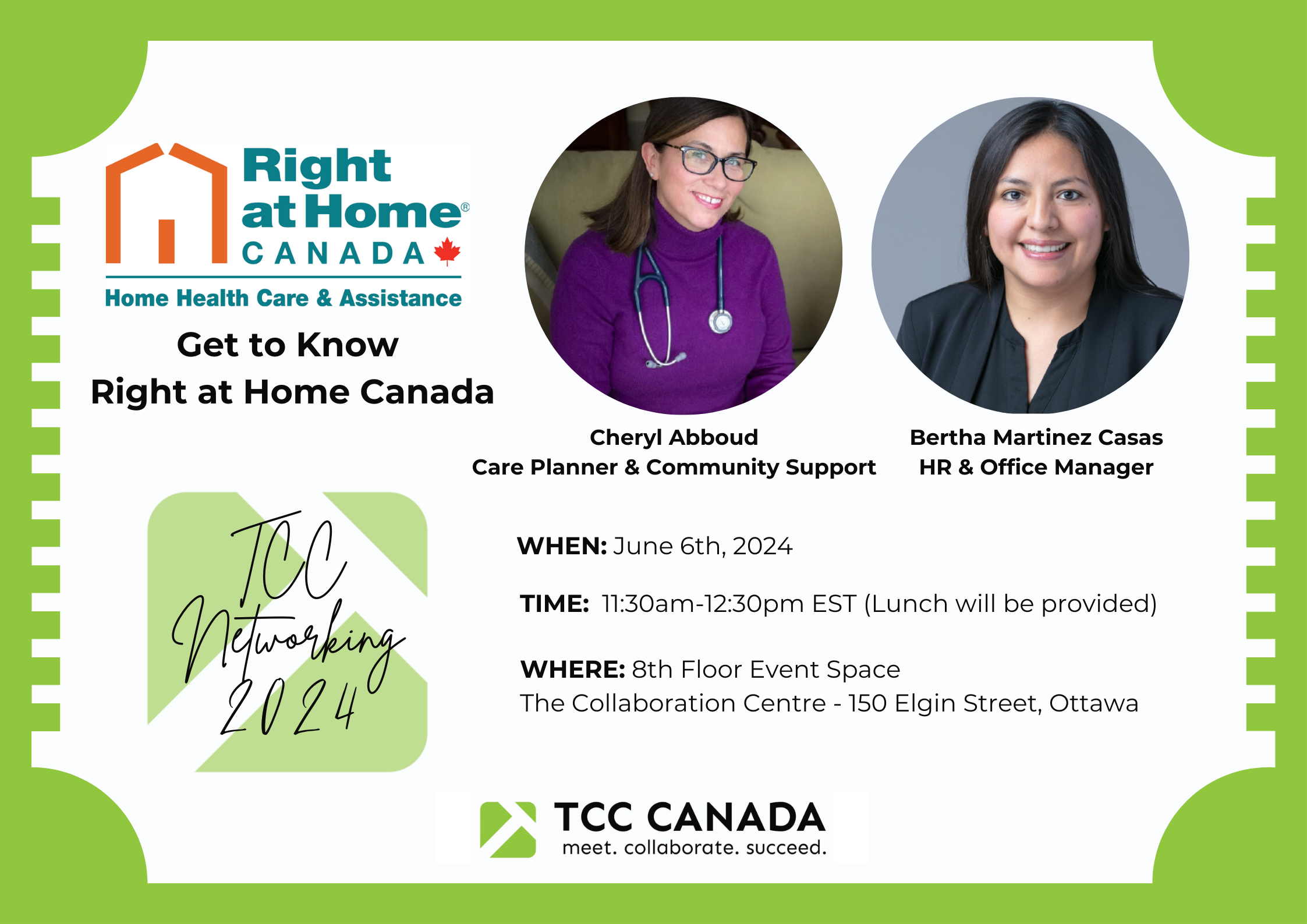 TCC Networking Event Banner Featuring Right At Home
