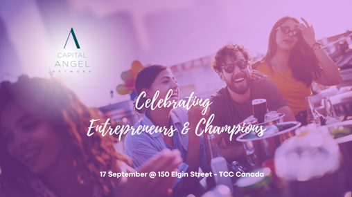 A social gathering with several people, possibly celebrating entrepreneurs
