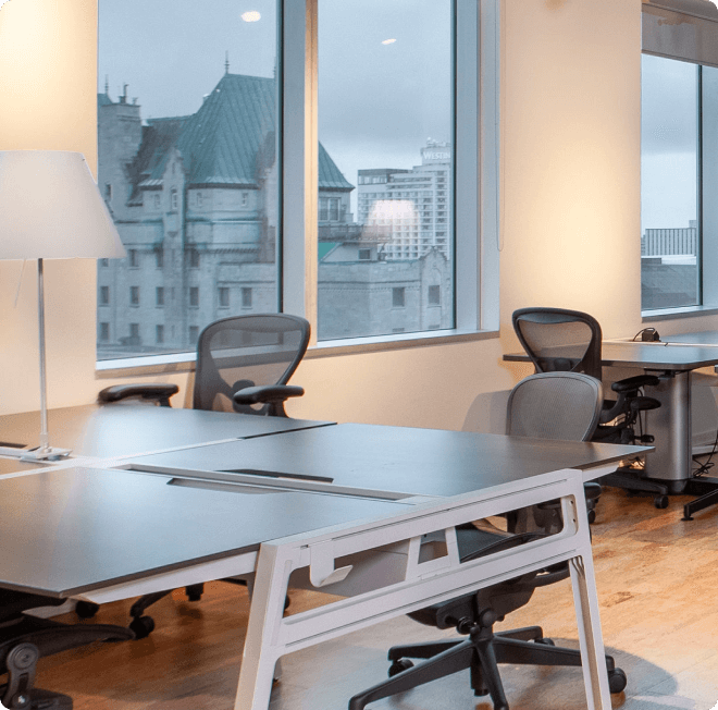 Modern team office with large windows